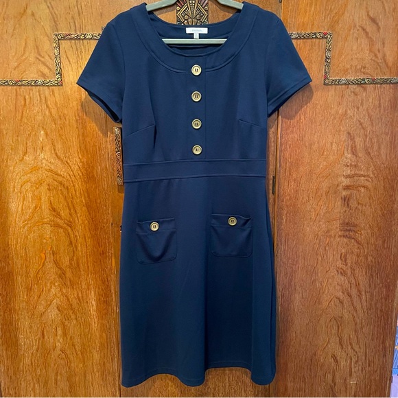 Classic Dressbarn Navy Blue Dress with Pockets - Picture 1 of 10
